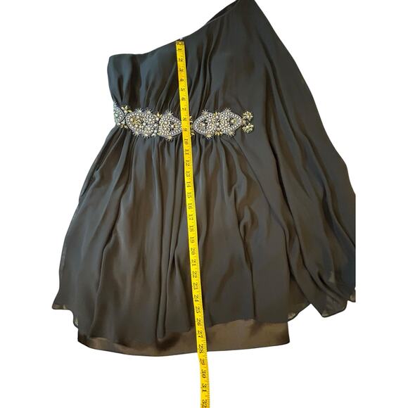 Eliza J One-Shoulder Cocktail Mini Dress in Black - Size 6 - Picture 9 of 15